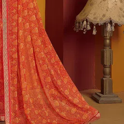 Anouk Rustic Ethnic Motifs Pure Chiffon Saree image 5