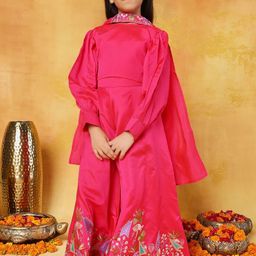Sangria Kids-Girls Poly Silk Kurta Sets-picture-9