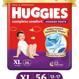 Huggies Complete Comfort Wonder Pants, India's Fastest Absorbing Diaper | XL Size, 56 Diapers-image-48