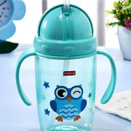Babyhug Owl Print Straw Sipper Bottle Blue - 360 ml-image-8