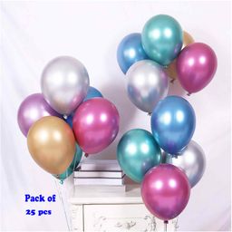 Balloon Junction Premium Latex Balloons with Metallic Finish Multicolour - Pack of 25-image-16