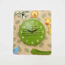 Kidoz Silent movement Animal Safari 3-D Clock- Brown and Green-1
