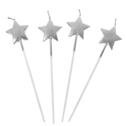 Funcart Cake Topper Candles Star Shape Silver - Pack of 4-2