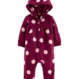 Carter's Polka Dot Zip-Up Fleece Jumpsuit - Maroon-image-15