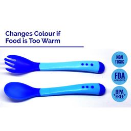 The Little Lookers Temperature Sensing Spoon & Fork Set - Blue-14
