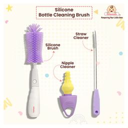 Infantso 3-in-1 Silicone Bottle Cleaning Brush: Deep Clean Baby Bottle, Nipples, and Straws - Purple-image-96