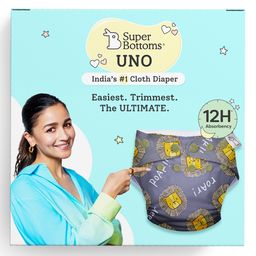SuperBottoms Freesize UNO Reusable Cloth Diaper with 2 Dry Feel Magic Dry Pads - Grey-9