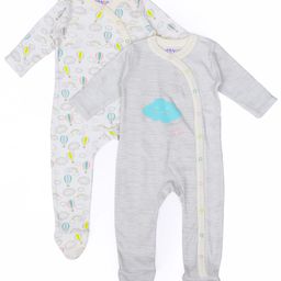 Mi Arcus Pack Of 2 Full Sleeves Rainbow & Cloud Printed Sleep Suits - Grey-image-60