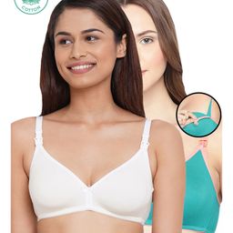 Inner Sense Pack Of 2 Organic Cotton Antimicrobial Soft Nursing Bra  - Multicolor-image-93