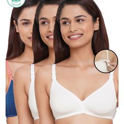 Inner Sense Pack Of 3 Organic Cotton Antimicrobial Solid Nursing Bra - Multi Colour-image-38