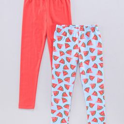 Pspeaches Pack Of 2 Watermelon Print Leggings Set- Blue-image-2