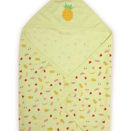 LuvLap Hooded Wrapper Cum Blanket Pineapple Print - Green-89