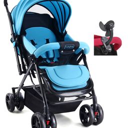 Babyhug Symphony Stroller With Reverisble Handle & Mosquito Net - Blue-47