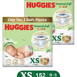 Huggies Natural Soft Premium Baby Diaper Pants Extra Small 76 Pieces  - (Pack of 2)-24