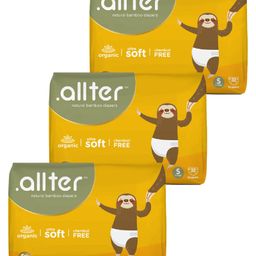 Allter Organic Bamboo Feet Print Taped Diapers For Small Size - 32 Pieces(Pack of 3)-image-66