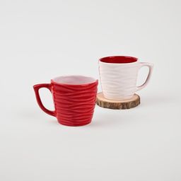 Storepedia Maroon & White Textured Ceramic Matte Cups Set of Cups and Mugs-11