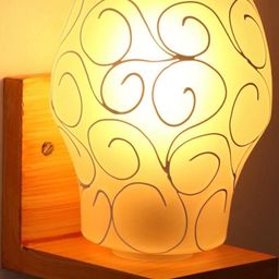 Somil Premium Designer Glass Wall / Night Lamp Elegant & Stylish Dcor Accent for Modern Interiors, color- White, Size:- 22.5 X 25 X 27.5 CM-image-67