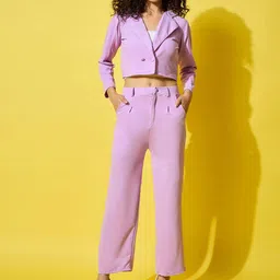QIOA Shawl Collar Cropped Blazer With Trousers Co-Ords-image-12