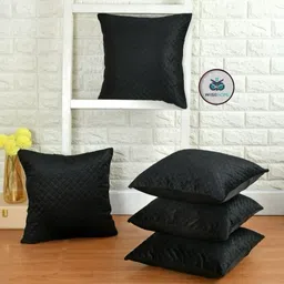 WISE HOME Black 5 Pieces Checked Velvet Rectangle Cushion Covers-image-23