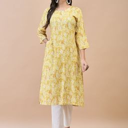 Shree Floral Printed Keyhole Neck Straight Kurta-image-46