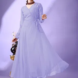 Fashion2wear Lavender Georgette A-Line Maxi Dress-picture-51