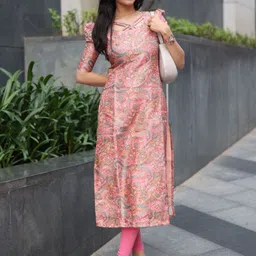 Sun Fashion And Lifestyle Women Floral Printed Chanderi Silk Kurta-picture-15
