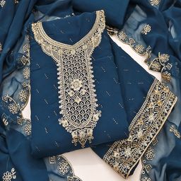 Lilots Floral Embroidered Zari Unstitched Dress Material-image-70