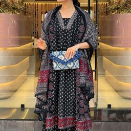 GoSriKi Women Floral Printed Regular Kurta with Palazzos & With Dupatta-picture-43