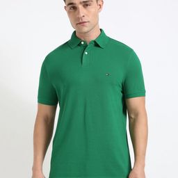Tommy Hilfiger Men Solid Polo Collar Cotton T-shirt-image-92