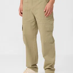The Souled Store Men Straight Fit Easy Wash Cargos Trousers-picture-19