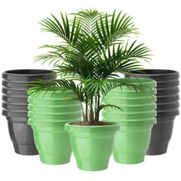 Kuber Industries 24-Pcs Green & Black Durable Planters-18