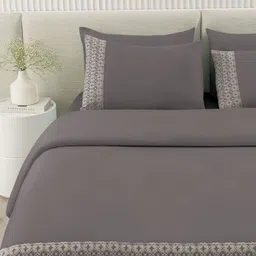 SANSAAR A DDECOR BRAND LIVE CONSCIOUSLY Grey Solid Cotton 3 Piece Extra Large Bedding Set-image-48