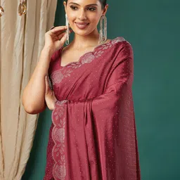SILKWEAR Embellished Beads and Stones Satin Ilkal Saree-picture-36