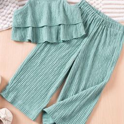 LULU & SKY Girls Shoulder Straps Top With Pyjamas-image-9