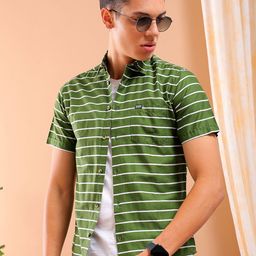 The Indian Garage Co Slim Fit Horizontal Striped Cotton Casual Shirt-image-30