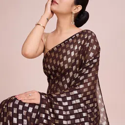 FashionsEye Embellished Sequinned Pure Georgette Saree-47