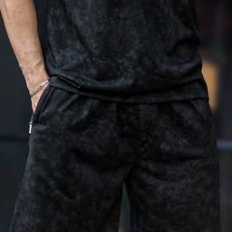 Dyed/Washed Men Black Regular Shorts-image-1
