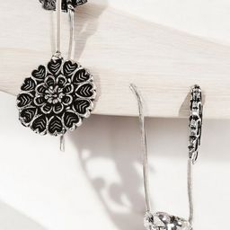 Sangria Floral Shape Oxidised Ear Cuff-image-94