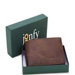 JONFY Men Solid Two Fold Wallet DABOUL_CHAIN_BROWN_JF_01M-0