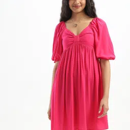 HERE&NOW Cape Sleeve Fit & Flare Midi Dress-picture-47