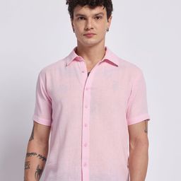 PANIT Standard Spread Collar Short Sleeves Linen Casual Shirt-image-72