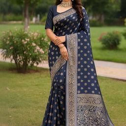 Moda Rapido Black Silk Cotton Woven Design Sarees-picture-40