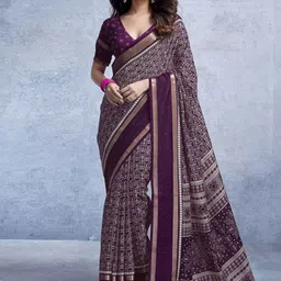 VRAGI Warli Zari Silk Blend Maheshwari Saree-15