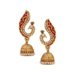 MEMOIR Peacock Shaped Jhumkas Earrings-10