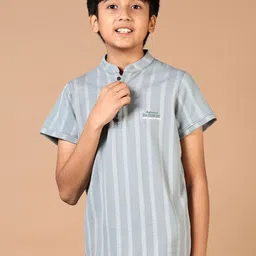 V-Mart Boys Self Design Mandarin Collar Cotton T-shirt-55