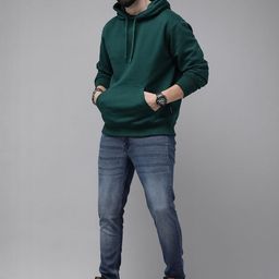 Mast & Harbour Men Solid Hooded Cotton Fleece Sweatshirt-picture-38