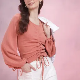 DressBerry Puff Sleeve Ruched Top-image-85