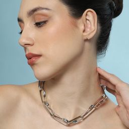 SOHI Silver-Plated Chunky Twirl-Link Minimal Necklace Chain-picture-23
