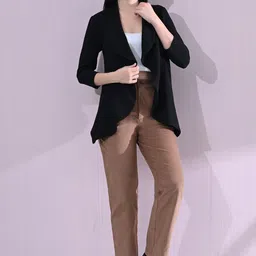 OWL MINK Single Breasted Shawl Collar Open Front Coat image 5
