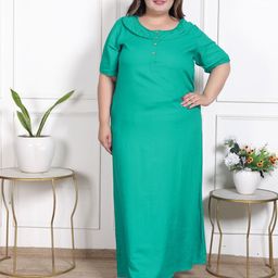 Swasti Women Plus Size Round Neck Maxi Nightdress-image-13